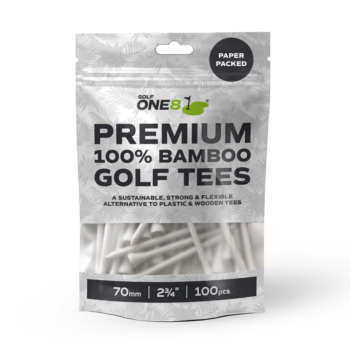 Golf One8 Straight White Bamboo Tees - Bumper Packs