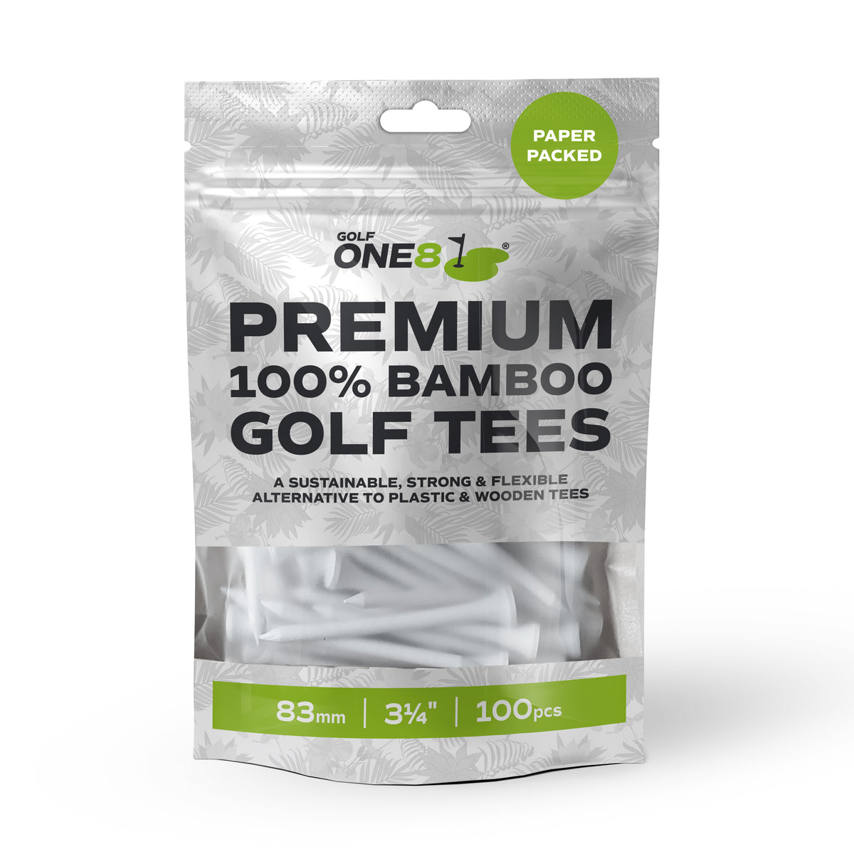 Golf One8 Straight White Bamboo Tees - Bumper Packs