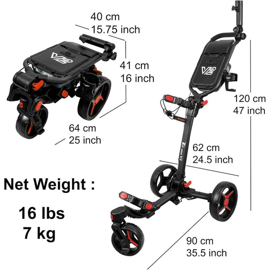 Axglo Tri-360 V2 Push Trolley (Black/Red)