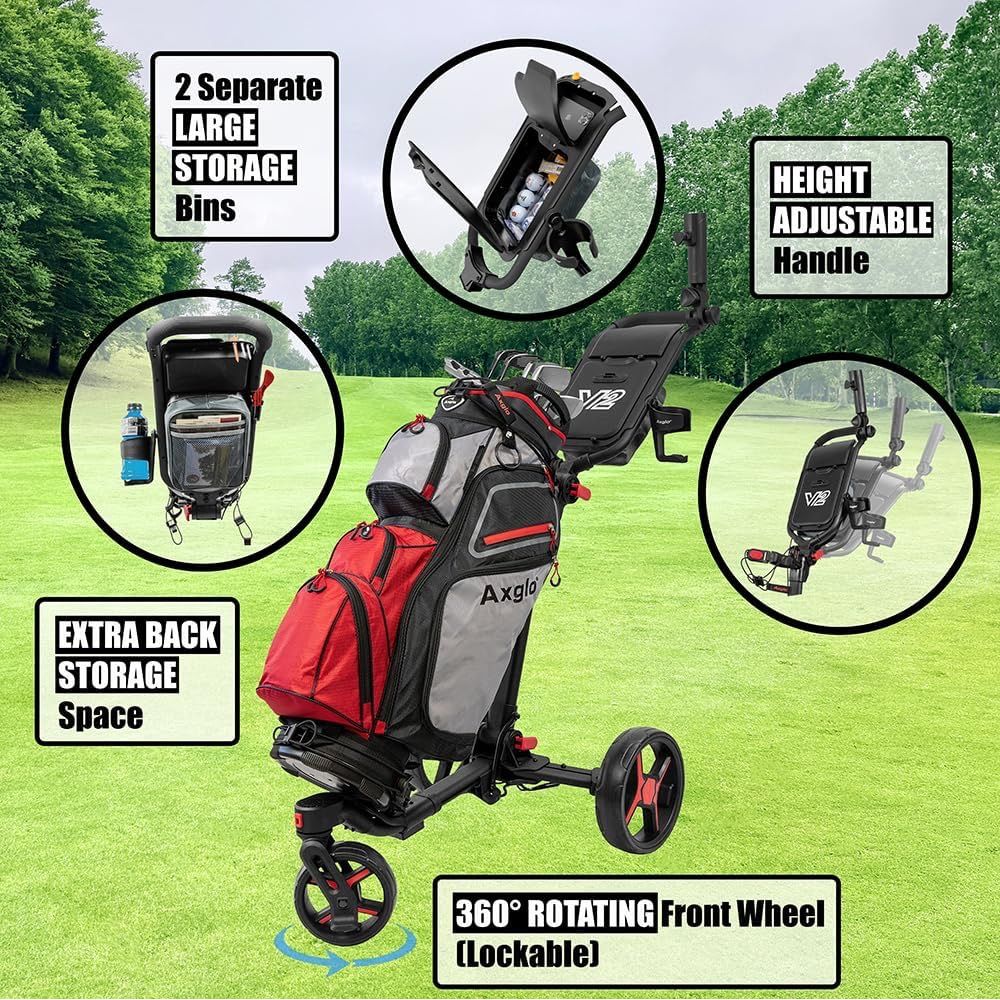 Axglo Tri-360 V2 Push Trolley (Black/Red)