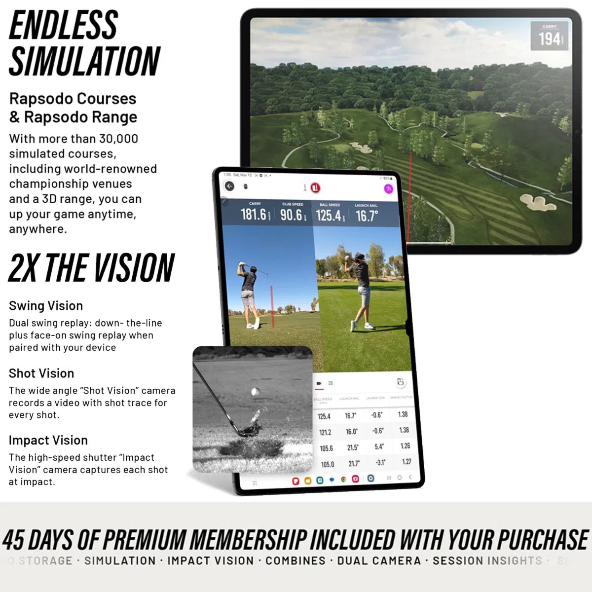 RAPSODO MLM2PRO™ LAUNCH MONITOR + GOLF SIMULATOR - TITLEIST 3 BALL