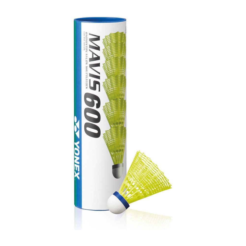 Yonex Mavis 600 Yellow Badminton Shuttlecocks (Medium Speed Blue) 1 Tube Of 6 Shuttlecocks