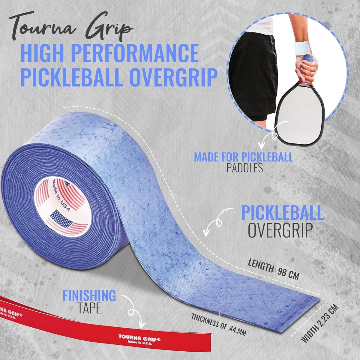 Pickleball Tourna Grip Overgrip Blue 10 Grip Roll