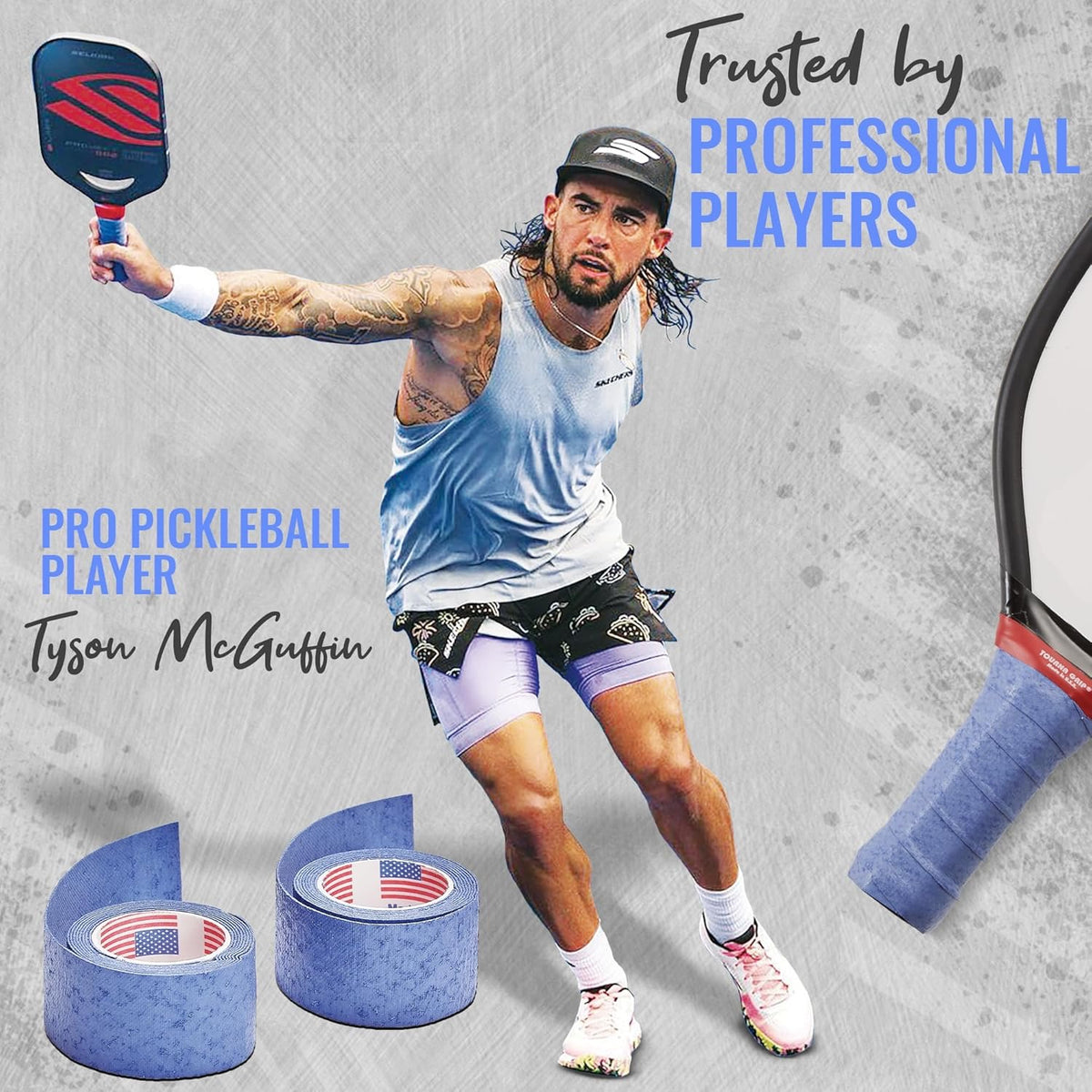 Pickleball Tourna Grip Overgrip Blue 10 Grip Roll