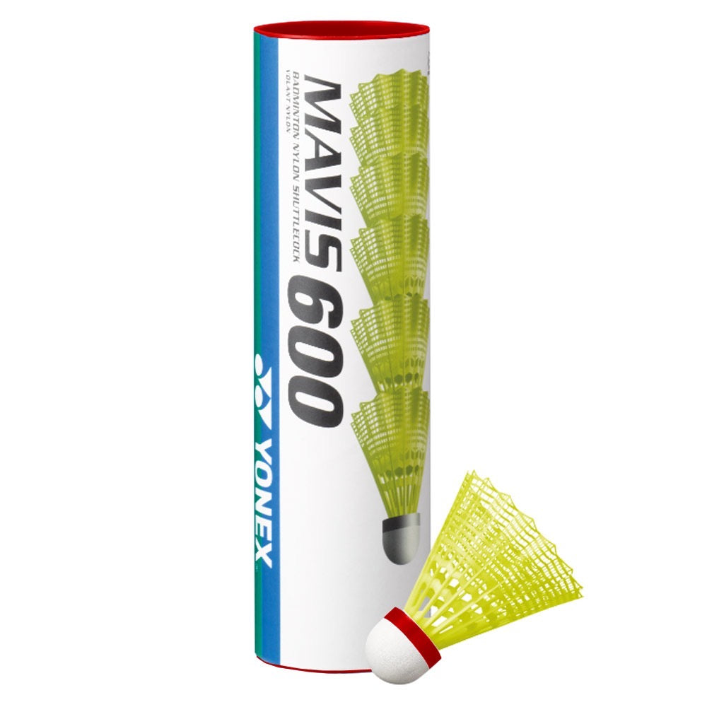 Yonex Mavis 600 Yellow Badminton Shuttlecocks (Fast Speed Red) 1 Tube of 6 Shuttlecocks