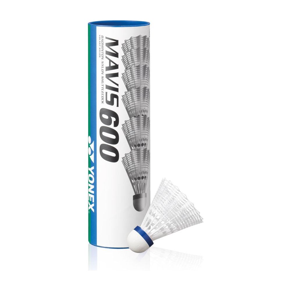Yonex Mavis 600 White Badminton Shuttlecocks (Medium Speed Blue) 1 Tube of 6 shuttlecocks