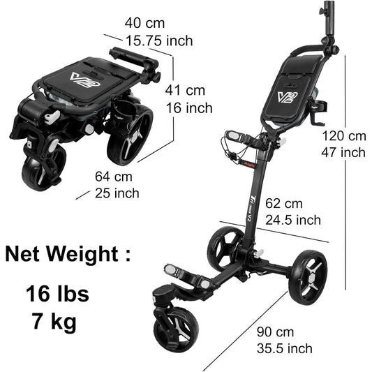 Axglo Tri-360 V2 Push Trolley (Black/Grey)