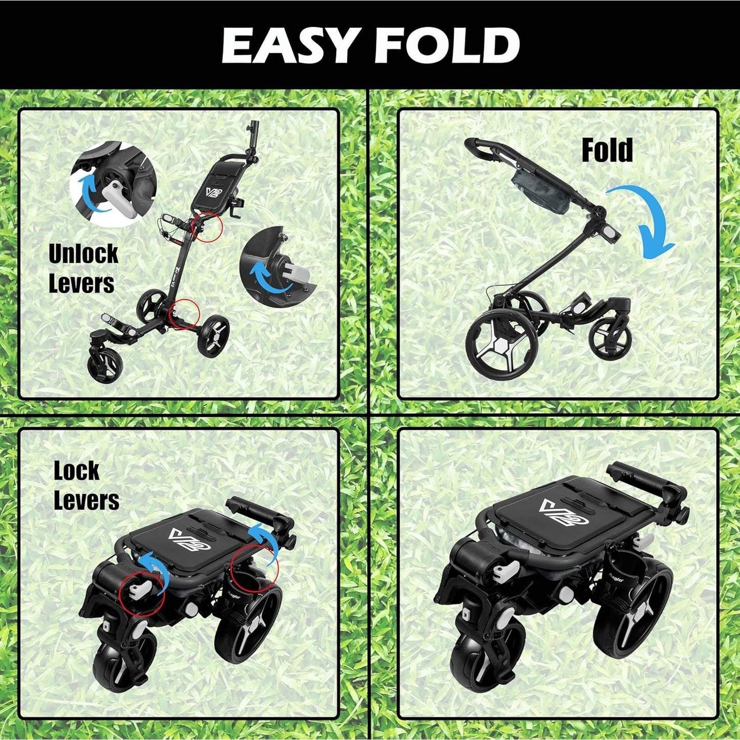 Axglo Tri-360 V2 Push Trolley (Black/Grey)