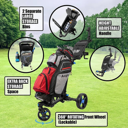 Axglo Tri-360 V2 Push Trolley (Black/Blue)
