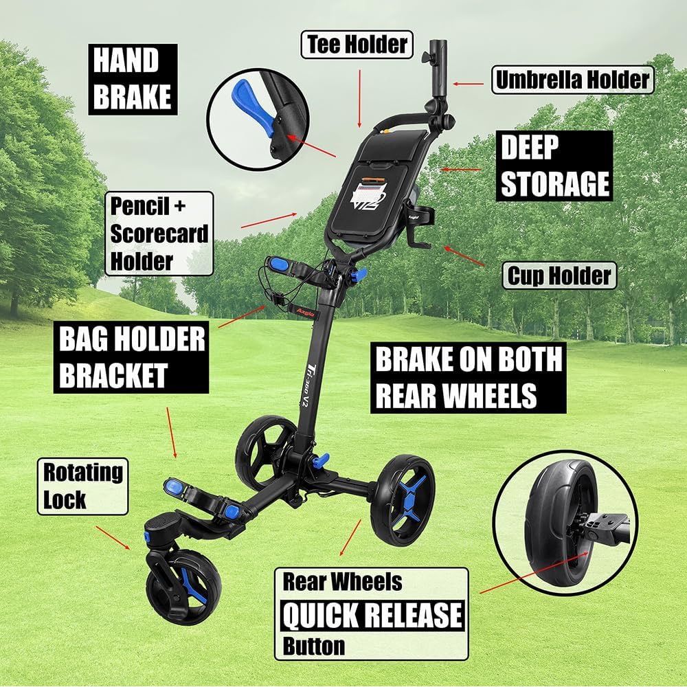 Axglo Tri-360 V2 Push Trolley (Black/Blue)