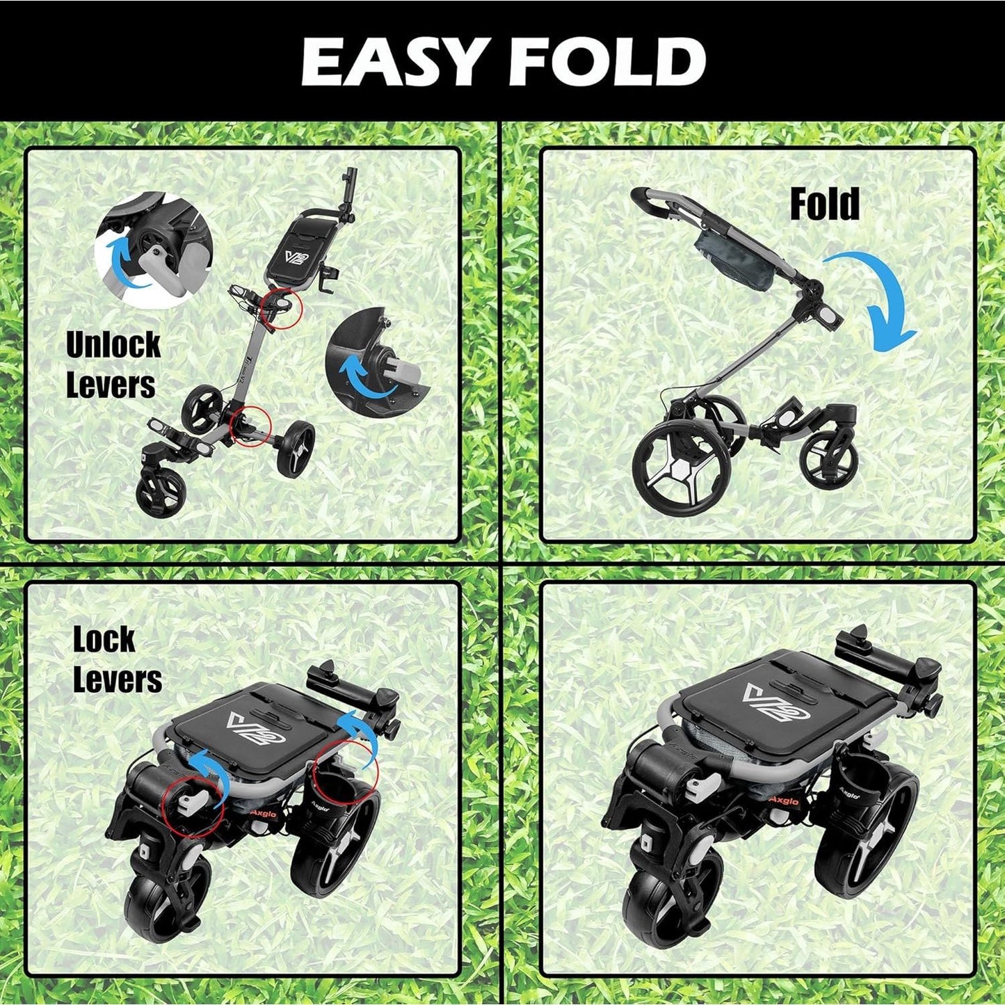 Axglo Tri-360 V2 Push Trolley (Grey/Grey)