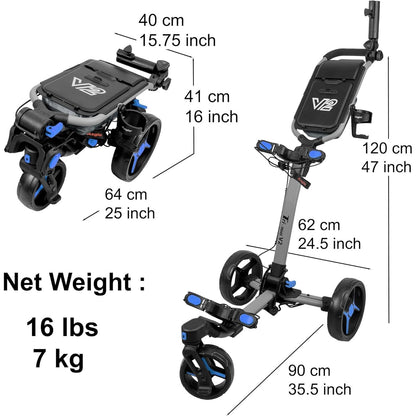 Axglo Tri-360 V2 Push Trolley (Grey/Blue)