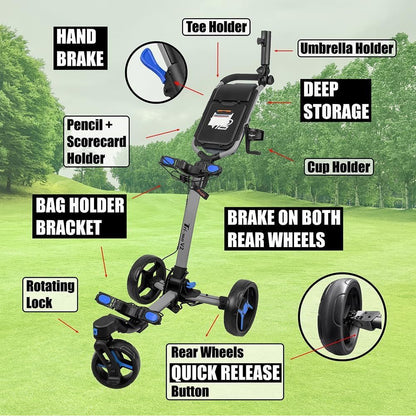 Axglo Tri-360 V2 Push Trolley (Grey/Blue)