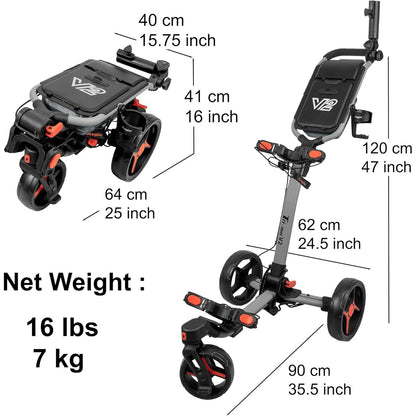 Axglo Tri-360 V2 Push Trolley (Grey/Red)