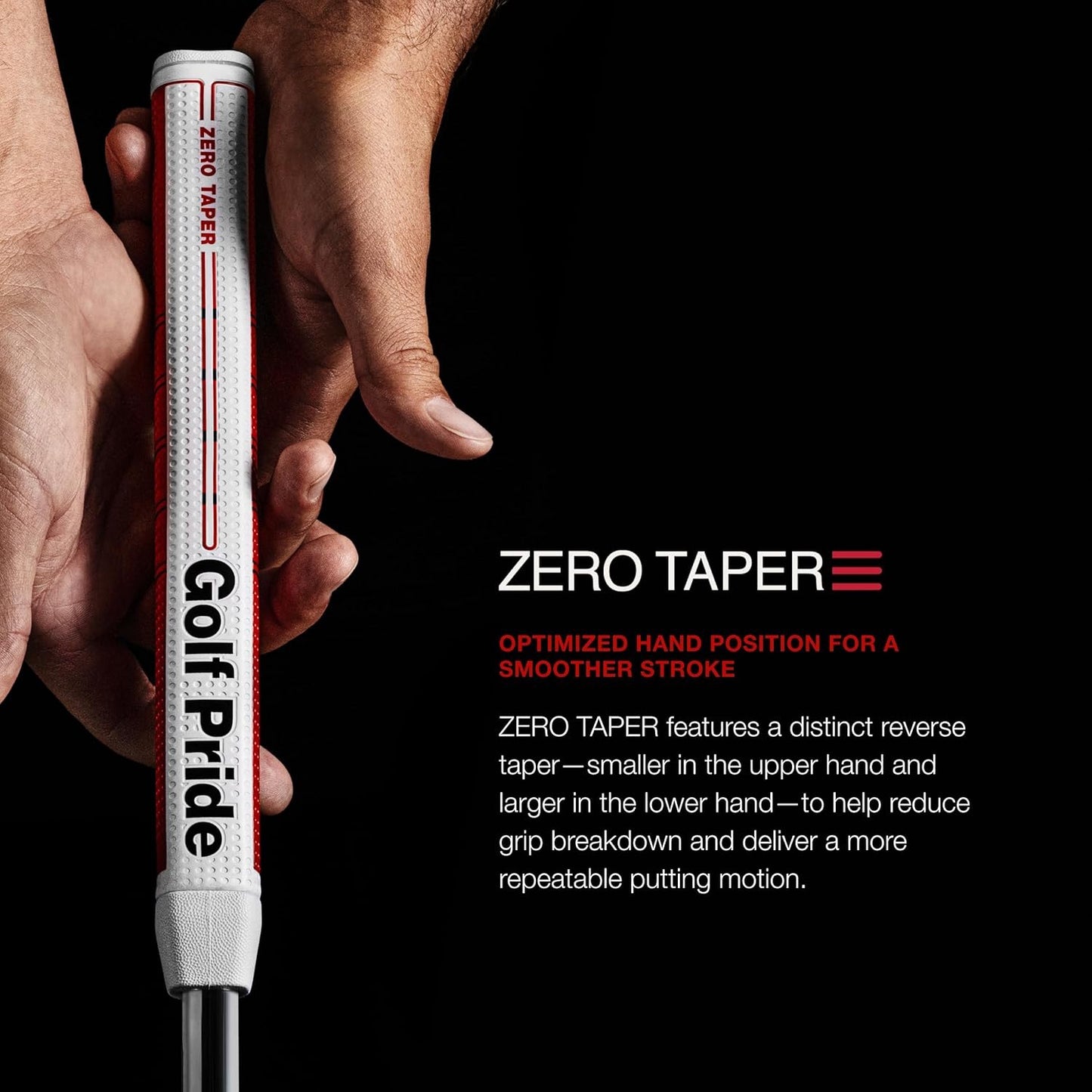 Zero Taper Medium Straight Putter Grip (Red)