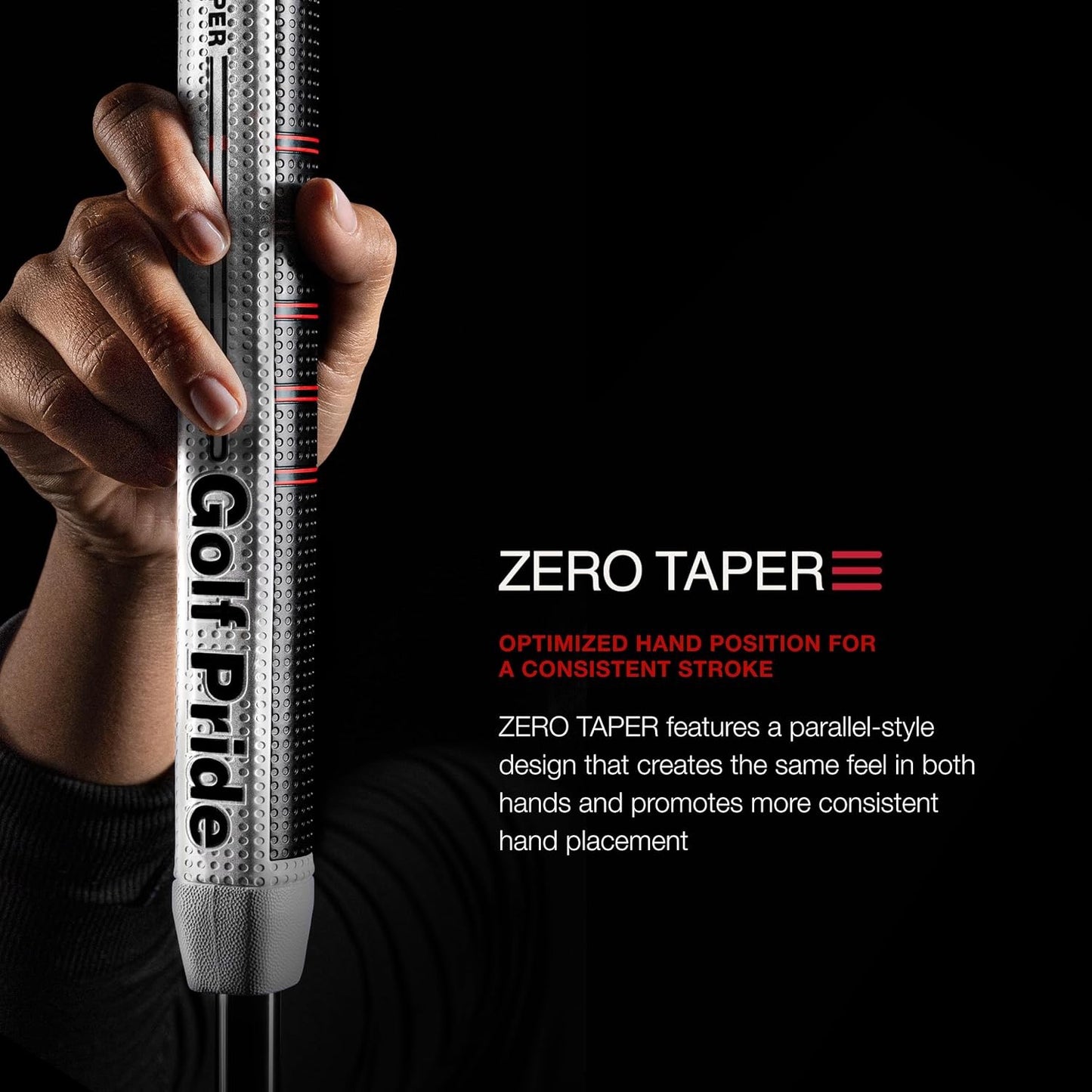 Zero Taper Medium Straight Putter Grip (Black)