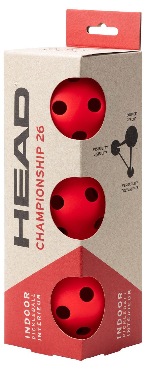 Head Championship 26 Indoor Pickleball Balls 3 Pack